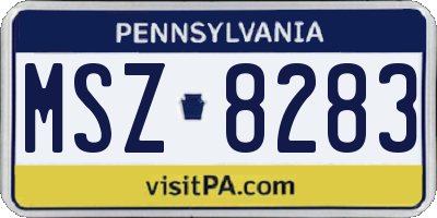 PA license plate MSZ8283