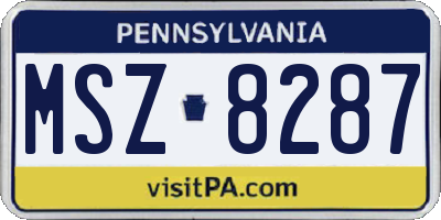 PA license plate MSZ8287