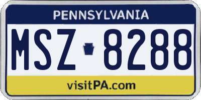 PA license plate MSZ8288
