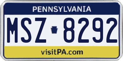 PA license plate MSZ8292
