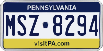 PA license plate MSZ8294