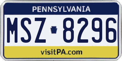 PA license plate MSZ8296