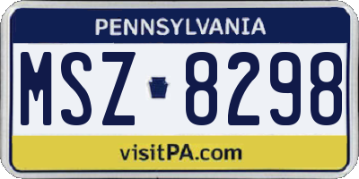 PA license plate MSZ8298