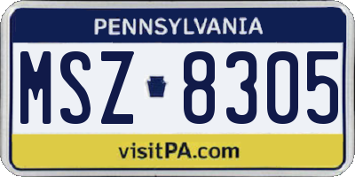 PA license plate MSZ8305