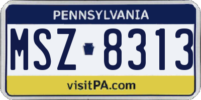 PA license plate MSZ8313