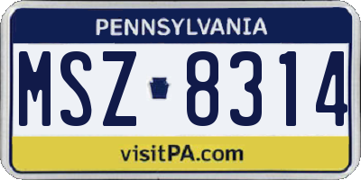 PA license plate MSZ8314