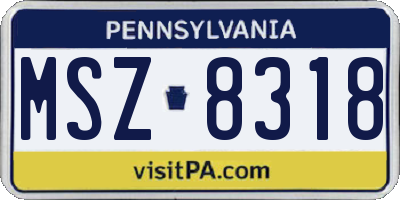 PA license plate MSZ8318