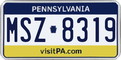 PA license plate MSZ8319