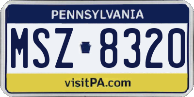 PA license plate MSZ8320
