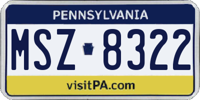 PA license plate MSZ8322