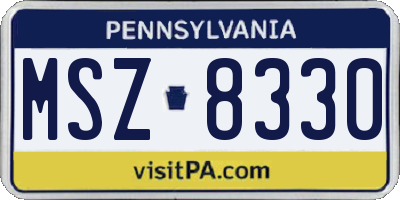 PA license plate MSZ8330