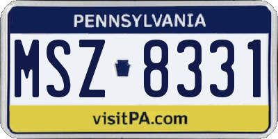 PA license plate MSZ8331