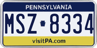 PA license plate MSZ8334