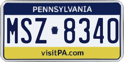 PA license plate MSZ8340