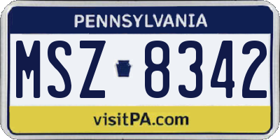 PA license plate MSZ8342