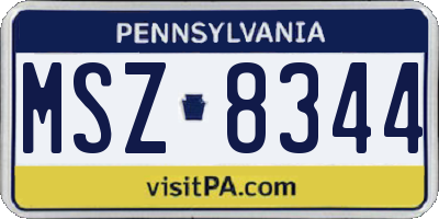 PA license plate MSZ8344