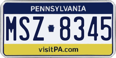 PA license plate MSZ8345