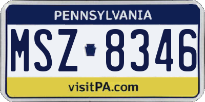 PA license plate MSZ8346