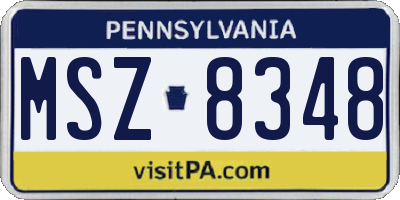 PA license plate MSZ8348