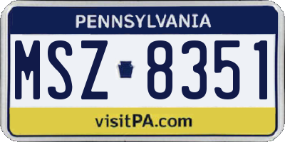 PA license plate MSZ8351