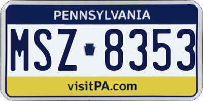 PA license plate MSZ8353