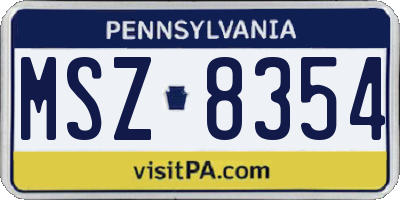 PA license plate MSZ8354