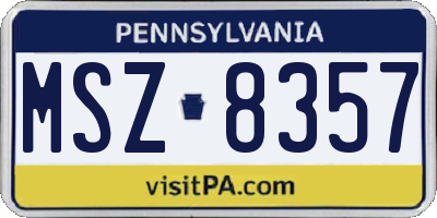 PA license plate MSZ8357