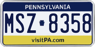 PA license plate MSZ8358