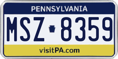 PA license plate MSZ8359