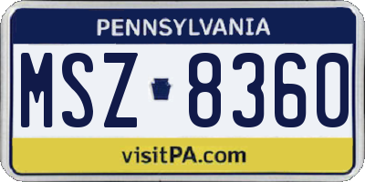 PA license plate MSZ8360