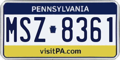 PA license plate MSZ8361