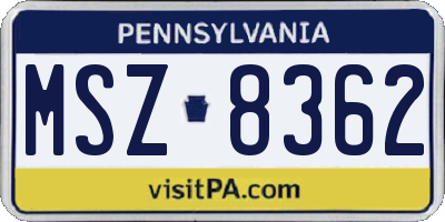 PA license plate MSZ8362