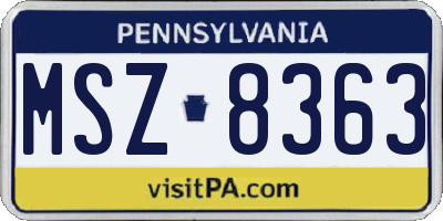 PA license plate MSZ8363