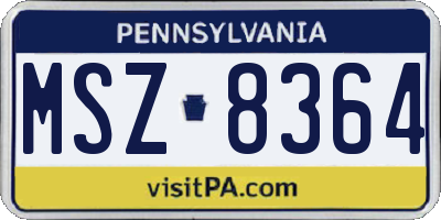 PA license plate MSZ8364