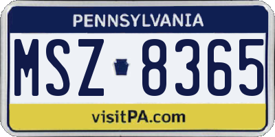 PA license plate MSZ8365