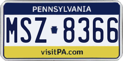 PA license plate MSZ8366
