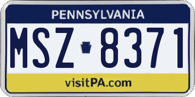 PA license plate MSZ8371