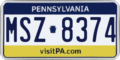 PA license plate MSZ8374