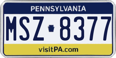 PA license plate MSZ8377