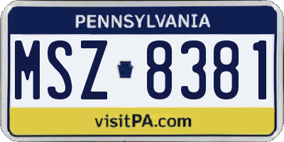 PA license plate MSZ8381