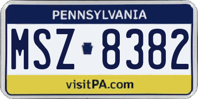 PA license plate MSZ8382