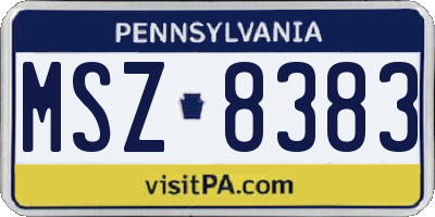 PA license plate MSZ8383