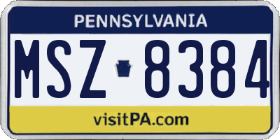 PA license plate MSZ8384