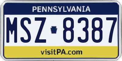 PA license plate MSZ8387
