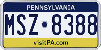 PA license plate MSZ8388