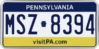 PA license plate MSZ8394