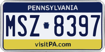 PA license plate MSZ8397