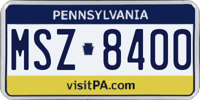 PA license plate MSZ8400