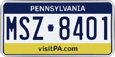 PA license plate MSZ8401