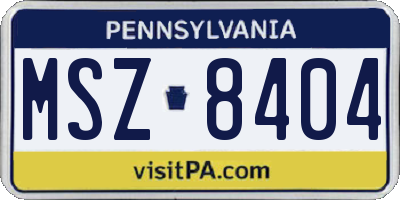 PA license plate MSZ8404